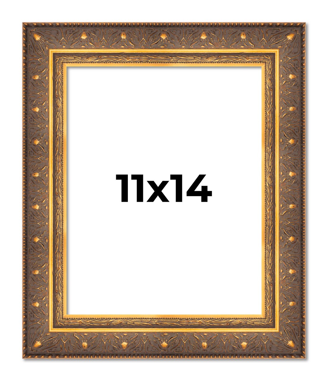 Photo Size Museum Gold Picture Frame - UV Acrylic, Foam Board Backing, Hanging Hardware
